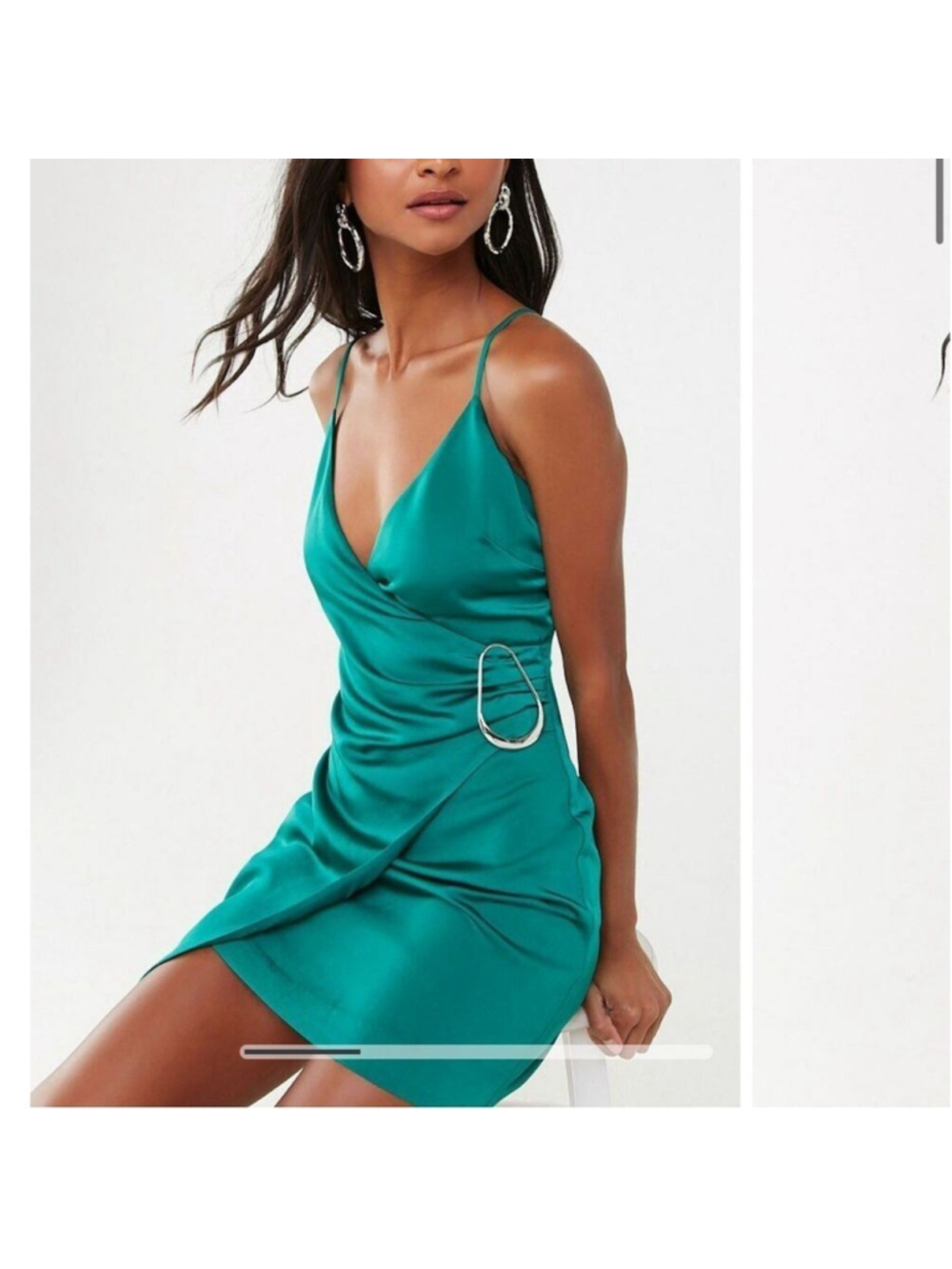 Satin Green Mini Dress Party Event